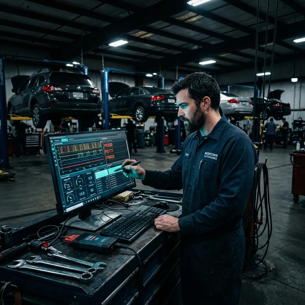 Technician at diagnostic workstation